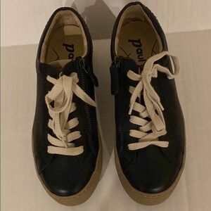 Paul Green Cream and Black Sneakers Classic Design.